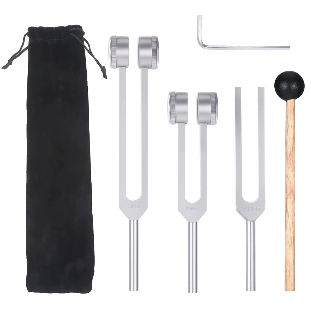 3 Pcs Tuning Forks Set(128hz,256hz,512hz),Weighted & Unweighted Tuning Forks Set,for Chakra Wellness,Essential Yoga, Yoga and Meditation,Relaxation Gifts for Women