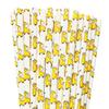 100 pcs Cartoon Giraffe Paper Straws, Cute Fun Yellow Fawn Deer Animal Decorative Disposable Drinking Straws, Children Kids 1st Birthday Baby Shower Party Craft Juice Cake Pop Sticks (Cartoon Giraffe) view 1