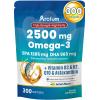 Arofum Omega 3 Fish Oil with Vitamin D3 K2 300 Lemon Flavored Burpless Softgels | Fish Oil Omega 3 Supplements Support Heart, Brain, Eyes & Immune Health | Gluten-Free, Non-GMO view 1