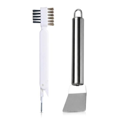 KMYZQDV 2Pcs Stove Cleaning Brush And Scraper, Brass Wire Rust Cleaner Brushes Cooktop Scraper, Clean Kit For Pots, Pans, Kitchen, Tile, And Household