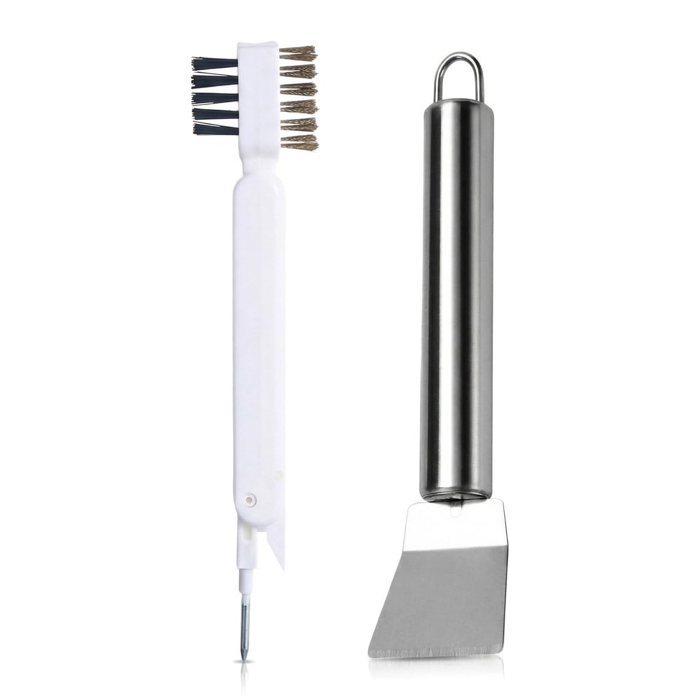 KMYZQDV 2Pcs Stove Cleaning Brush And Scraper, Brass Wire Rust Cleaner Brushes Cooktop Scraper, Clean Kit For Pots, Pans, Kitchen, Tile, And Household