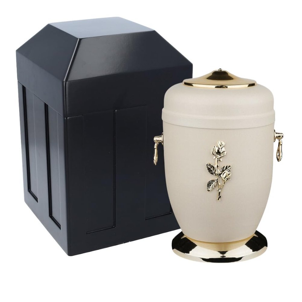 Burial set for funeral - Vault and metal urn set Funeral vault Complete burial niche Weatherproof urn (Rose/Vault)