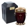 Burial Set Metal Urn with Protective Vault - Funeral Set Complete cremation burial kit (Cross/Vault/Plaque) view 1