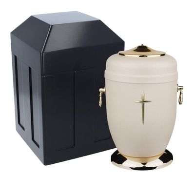 Burial set for funeral - Vault and metal urn set Funeral vault Complete burial niche Weatherproof urn (Cross/Vault)