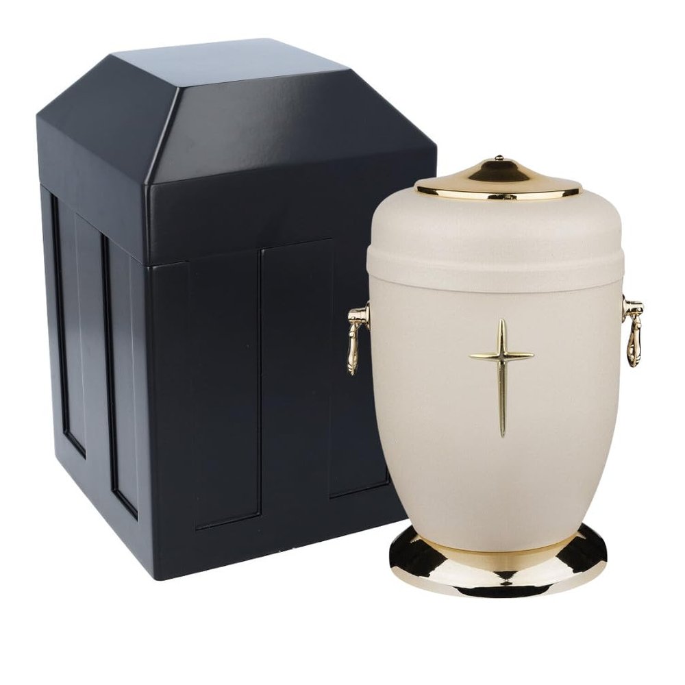 Burial set for funeral - Vault and metal urn set Funeral vault Complete burial niche Weatherproof urn (Cross/Vault)