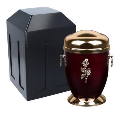 Burial Set Metal Urn with Protective Vault - Funeral Set Complete cremation burial kit (Rose/Vault)