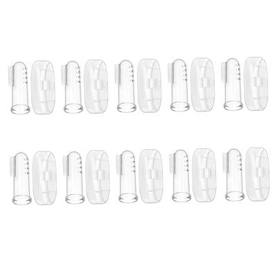 LIOOBO 10 Sets of Finger Toothbrushes & Tongue Cleaners - Gentle Massaging Bristles for Easy Oral - Ideal for Newborns and Babies for