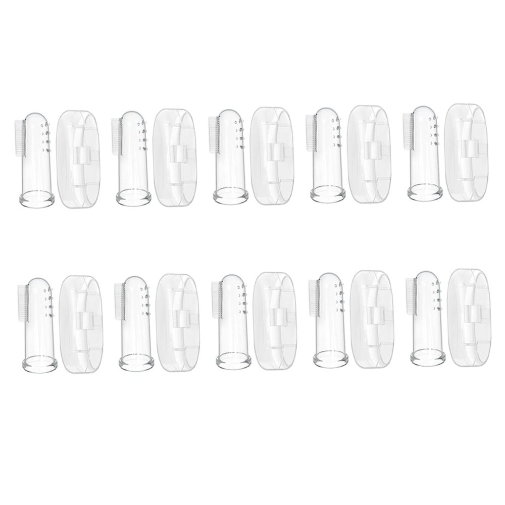 LIOOBO 10 Sets of Finger Toothbrushes & Tongue Cleaners - Gentle Massaging Bristles for Easy Oral - Ideal for Newborns and Babies for