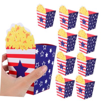 ABOOFAN 10pcs Independence Day Candy Boxes Party Favors Popcorn Style Snack Boxes for Wedding Party Event