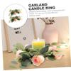 STOBAZA 2pcs Artificial Flower Candle Rings Wreaths Red Roses Decorative Candle Garland for Dinner Parties and Events view 2