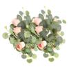 Amosfun 2pcs Artificial Flower Candle Rings Red Roses Spring Candle Garland for Table Decoration Faux Floral Centerpiece for Parties and Weddings view 1