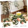 Amosfun 2pcs Artificial Flower Candle Rings Red Roses Spring Candle Garland for Table Decoration Faux Floral Centerpiece for Parties and Weddings view 2
