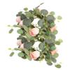 Happyyami 2pcs Artificial Floral Candle Ring Garland Red Roses Spring Decor for Table Parties Faux Flower Arrangement for Home and Holiday Decorations view 1