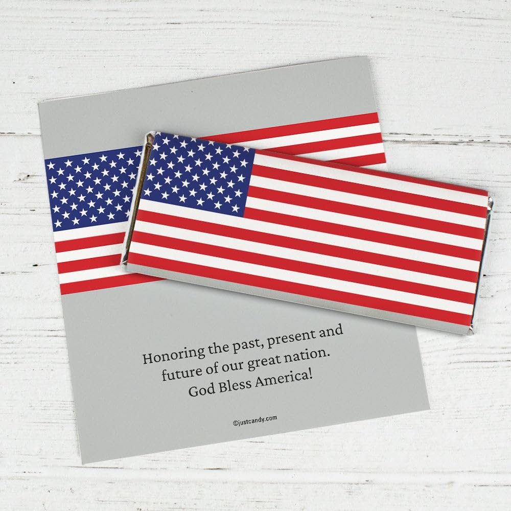 25ct Patriotic Flag Chocolate Bar Wrappers Only