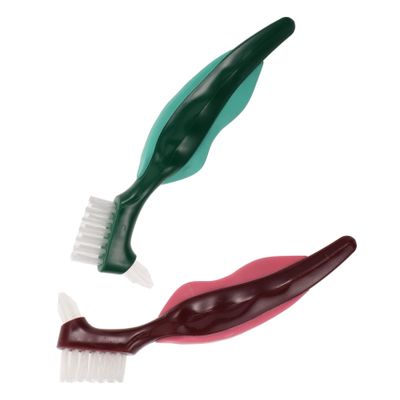 Beaupretty 2pcs Double-Ended Denture Brush Denture Cleaning Brush Firm Bristles for False Teeth Senior-Friendly Design