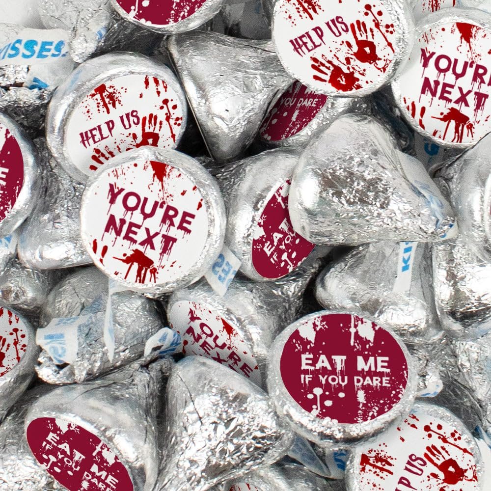 340 Pcs Halloween Candy Party Favors Milk Chocolate Kisses (3.4 lb) - No Assembly Required - Bloody