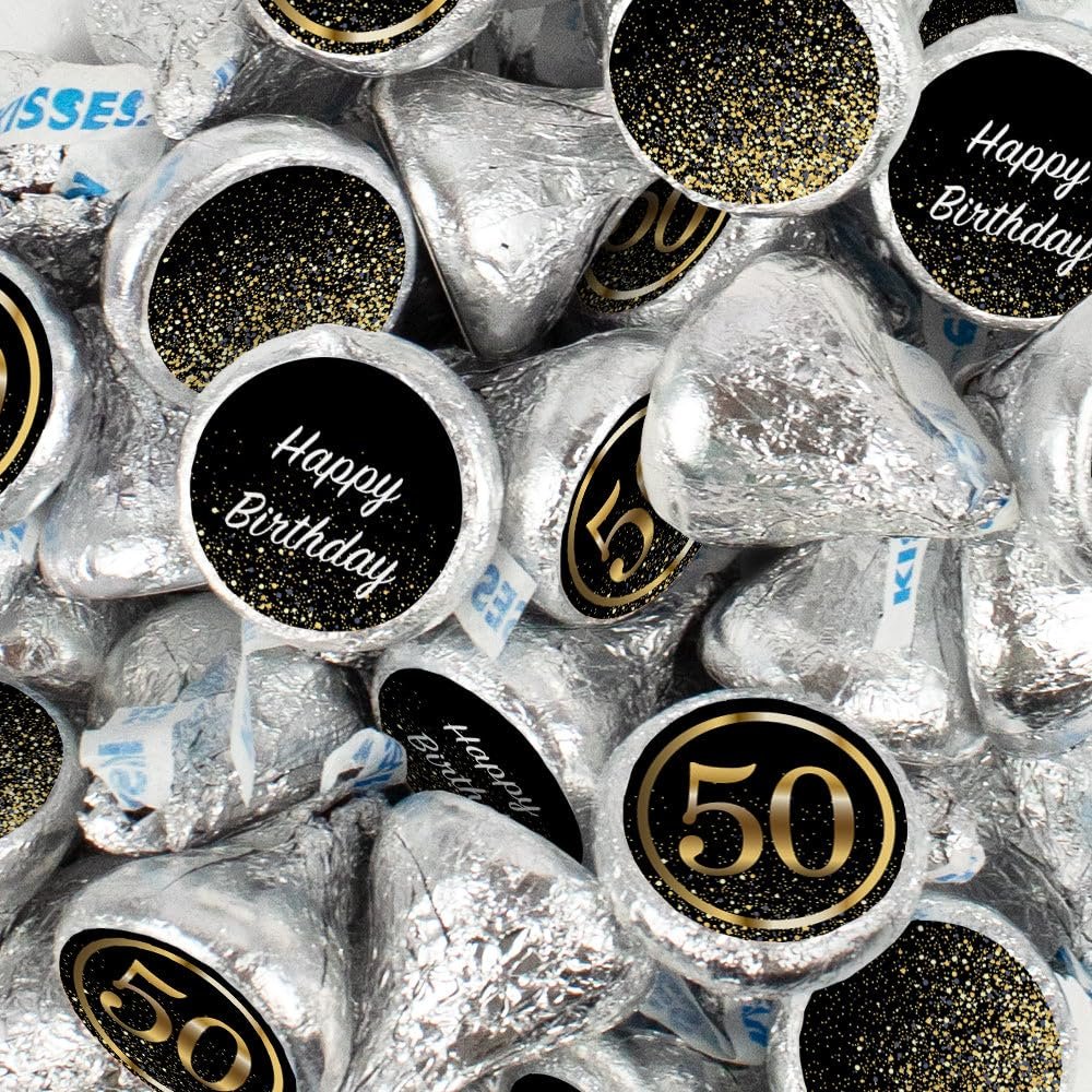 85 Pcs 50th Birthday Candy Party Favor Kisses Chocolate (13.6oz)