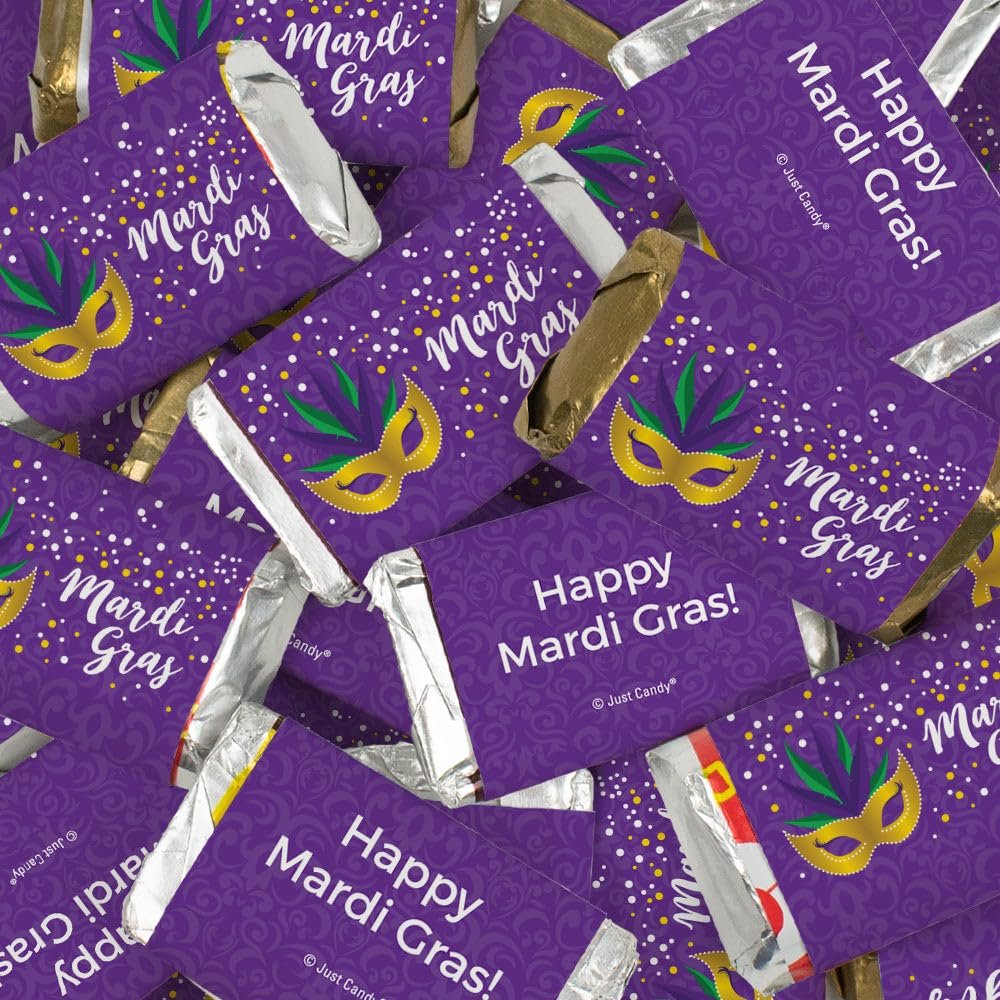 136 Pcs Mardi Gras Candy Favors Miniatures Chocolate - No Assembly Required - Confetti