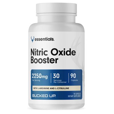 Bucked Up Nitric Oxide Booster 2250mg LArginine & LCitrulline, Supports Pump & Endurance, 90 Capsules (30 Servings)