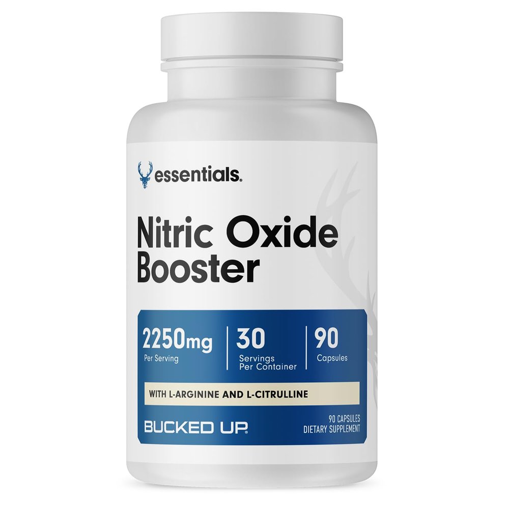 Bucked Up Nitric Oxide Booster 2250mg LArginine & LCitrulline, Supports Pump & Endurance, 90 Capsules (30 Servings)