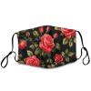 Meaudiwes Washable Cloth Face Scarf, Reusable Balaclava Facial Cover With Elastic Ear Loop Floral Flowers Black Red Roses view 1