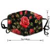 Meaudiwes Washable Cloth Face Scarf, Reusable Balaclava Facial Cover With Elastic Ear Loop Floral Flowers Black Red Roses view 2