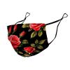 Meaudiwes Washable Cloth Face Scarf, Reusable Balaclava Facial Cover With Elastic Ear Loop Floral Flowers Black Red Roses view 4