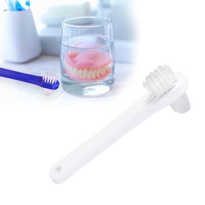 COLLBATH Dual Head Denture Cleaning Brush Set 4pcs False Teeth Cleaner Ergonomic Handle Multi-Bristle Design for Effective Cleaning and Care of Dentures for Daily Use
