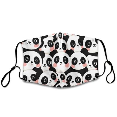 Meaudiwes Washable Cloth Face Scarf, Reusable Balaclava Facial Cover With Elastic Ear Loop Cute Cartoon Pandas