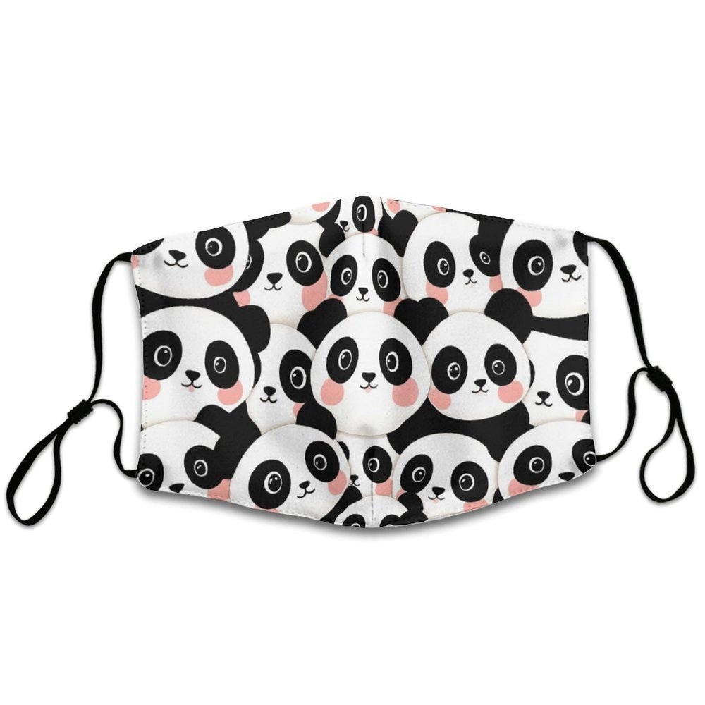 Meaudiwes Washable Cloth Face Scarf, Reusable Balaclava Facial Cover With Elastic Ear Loop Cute Cartoon Pandas
