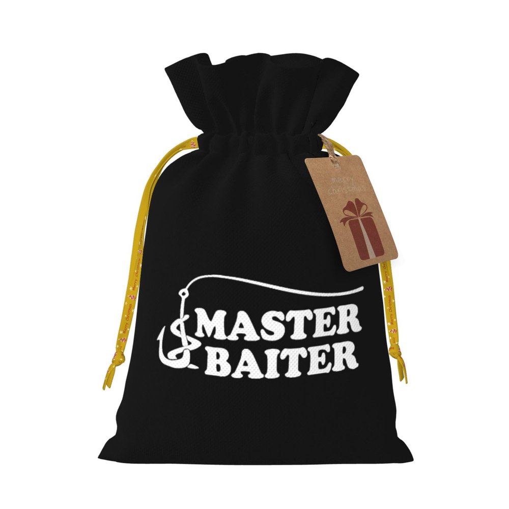 VXIMURVEL Fishing Master Baiter Hook Lure Reusable burlap gift bag with drawstring for Christmas gifts and party favors