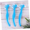 COLLBATH Denture Brush Double Head Anti-Slip Handle Denture Cleaning Toothbrush for False Teeth Care Portable for Home Use Blue view 3