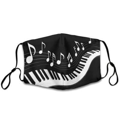 Meaudiwes Balaclava Reusable And Washable Dust Cloth, Piano Keys with Musical Notes Black And White Face Scarf For Women Men