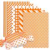 Whaline 120 Sheets Fall Tissue Papers Minimalist Plaids Dots Stripes Gift Wrapping Paper Orange White Decorative Art Paper for Autumn Thanksgiving Baby Shower Birthday Party DIY Crafts, 14 x 20 Inch view 1