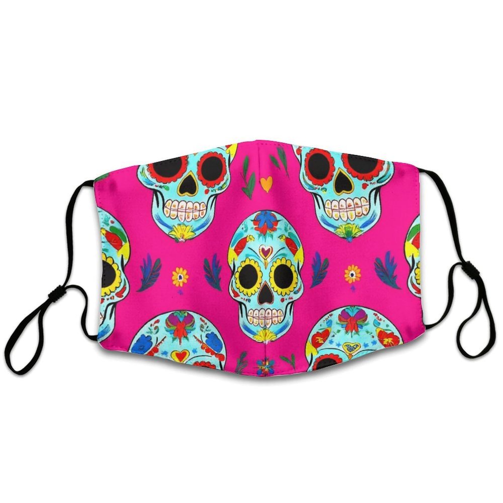 Fashion Balaclava Washable Reusable And Breathable Face Covering With Adjustable Ear Protection Loops For Women And Men Day Dead Mexican Sugar Skull