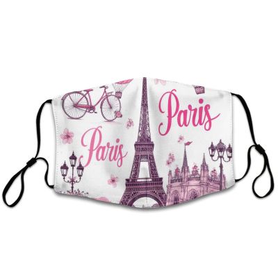 Meaudiwes Reusable Face Scarfs Washable Adjustable Breathable Balaclava For Women Men Pink Paris Eiffel Tower