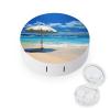 Contact Lens Case, Portable Contact Lens Case, Tweezers with Mirror, Liquid Bottle Umbrella on Beach Printed Small Storage Set, Suitable for Daily Makeup, Office Travel, Outdoor Business Trip view 1