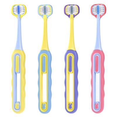 FOREVIVE 3-Sided Toddler Toothbrush 4-Pack | Ultra-Soft Bristles for Ages 1-12 | 4 Fun Colors (Gentle, 360 Cleaning, Comfortable for Sensitive Gums), Easy-Grip Handle & Quick Cleaning