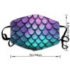 Washable Cloth Face Scarf, Reusable Balaclava Facial Cover With Elastic Ear Loop Purple Turquoise Sparkling Mermaid Scales Pattern view 2