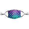 Washable Cloth Face Scarf, Reusable Balaclava Facial Cover With Elastic Ear Loop Purple Turquoise Sparkling Mermaid Scales Pattern view 3