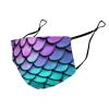 Washable Cloth Face Scarf, Reusable Balaclava Facial Cover With Elastic Ear Loop Purple Turquoise Sparkling Mermaid Scales Pattern view 4