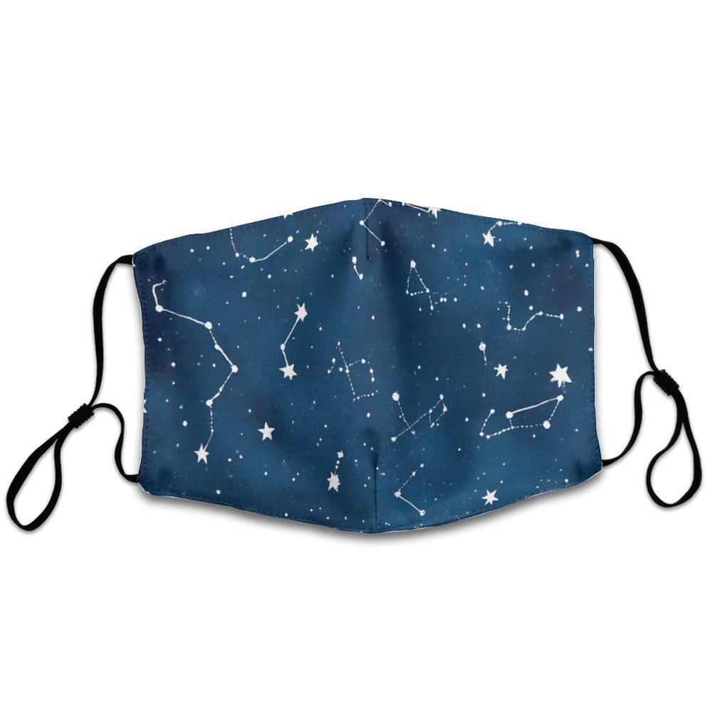 Meaudiwes Fashion Breathable Face Scarf With Adjustable Ear Protection Loops, Constellation Galaxy Starry Night Stars Glow In The Dark Midnight Washable Adjustable Balaclava For Women Men
