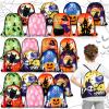 Paterr 24 Pcs Halloween Drawstring Bags Bulk Pumpkin Backpack Halloween Folding String Sack Bags for Teens Travel Gym Sports Birthday Party Supplies Gifts, 8 Styles (Elegant Style) view 1