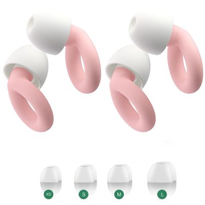 2PCS Ear Plugs, 33dB Hearing Protection Noise Canceling Sleep Earbuds, Reusable Silicone Earplugs for Concerts, Deep Concentration, Travel, with Earplug Storage Bag and Earplug Heads-Pink