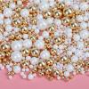 Edible Pearl Sprinkles,130g,White Gold Candy Mixing Size,Baking Pearls Sprinkle Edible Cake Decorations Cupcake Toppers,Cookie Decorating Celebrations Wedding Mother's Day Birthday Party Supplies view 1
