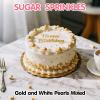Edible Pearl Sprinkles,130g,White Gold Candy Mixing Size,Baking Pearls Sprinkle Edible Cake Decorations Cupcake Toppers,Cookie Decorating Celebrations Wedding Mother's Day Birthday Party Supplies view 3