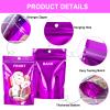 100 Pack Purple Resealable Mylar Bags 7.1x10.2 Inch - Smell Proof Stand Up Zipper Bags with Window for Food Storage, Small Business Packaging & Party Favors view 4
