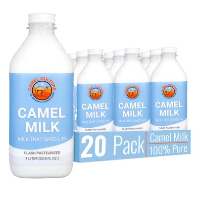Camel Culture 1 Liter Camel Milk (20 Pack) Grass Fed, Low Fat Milk