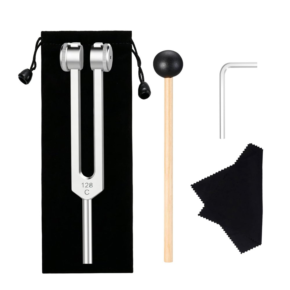 128 Hz Weighted Tuning Fork Medical-Grade Tuning Forks for Healing-Professional Tuning Fork C128 with Mallet Essential Yoga and Meditation Accessories & Sound Healing Instruments