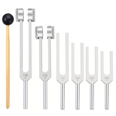 7-Piece Tuning Fork Set For Chakra Healing, Aluminum Alloy, Includes Precision Frequencies And Wood Striker